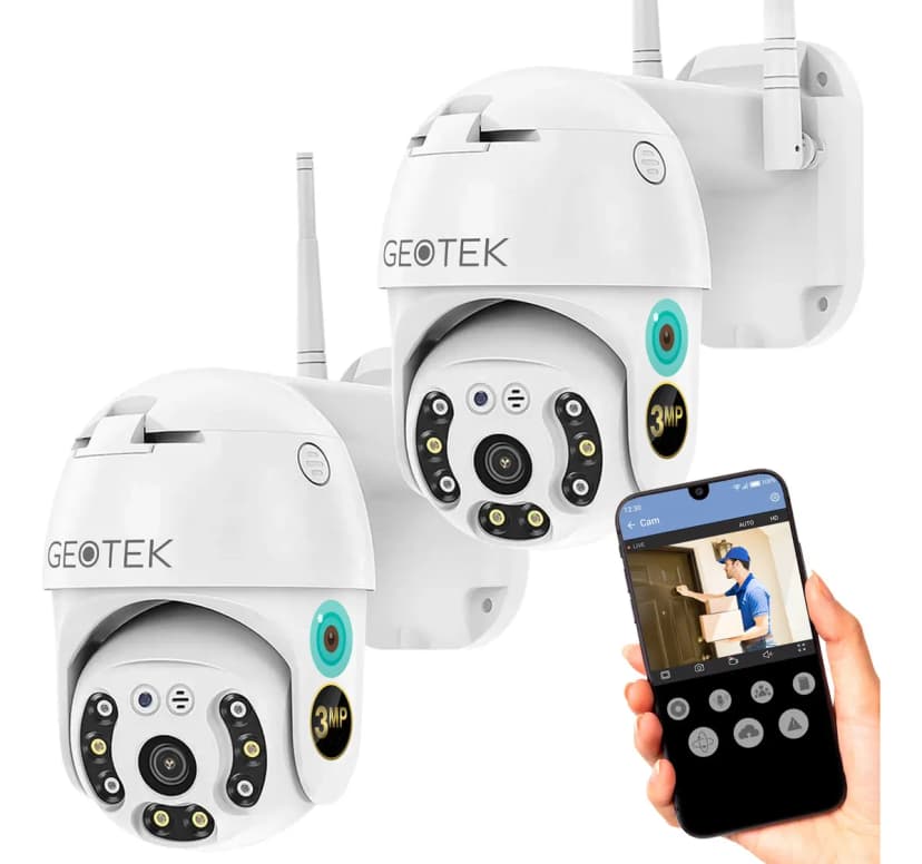 Kit 2 Cámaras Geotek 3MP IP WiFi Exterior FHD