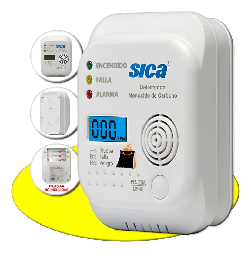 Detector Monóxido CO Sica con Sirena y Display Digital